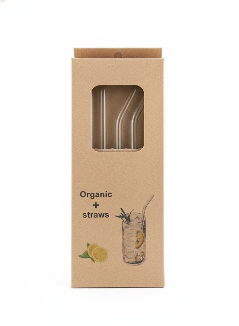 طقم شاليموه 4 قطع + فرشاة تنظيف، شالموه زجاجي قابل لاعادة الاستخدام، ماصة زجاجية، مصاصة شفافة مقاومة للحرارة، شفاط زجاجي شفاف مقاوم للحرارة - Image 2