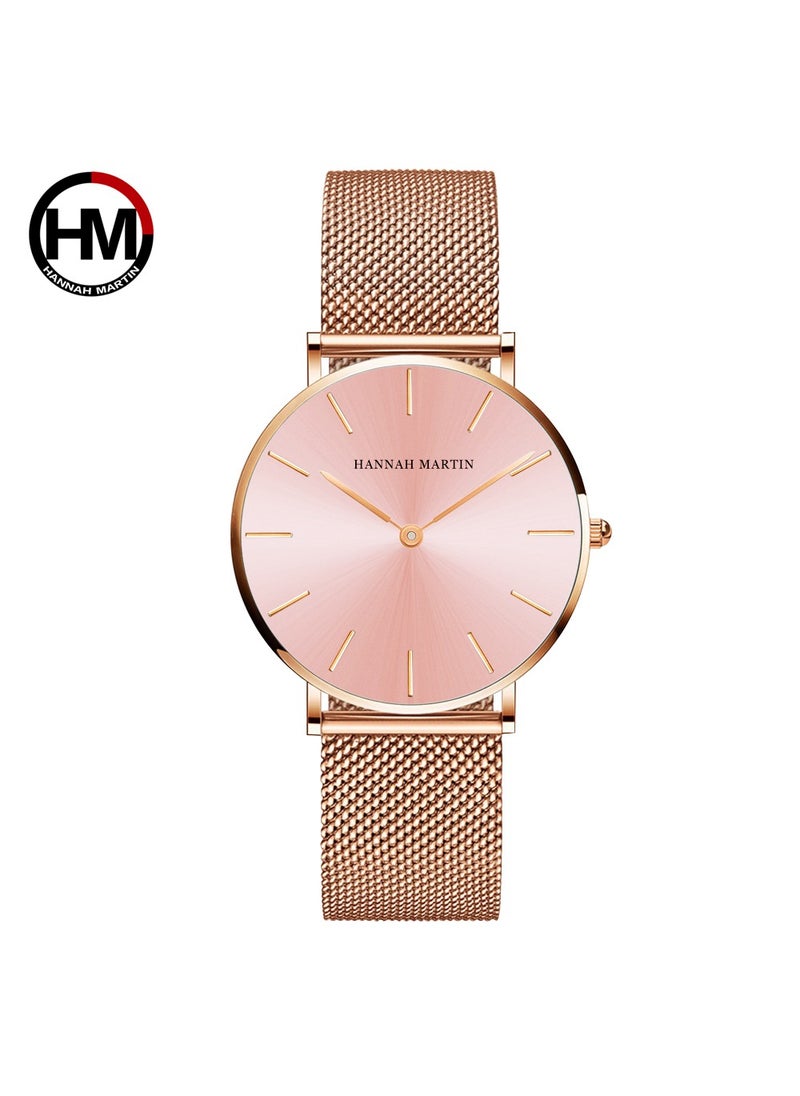 Generic - Hannah Martin 36mm Minimalist Quartz Womens Watch CF36-WFF Noodles Rose Gold - Image 1