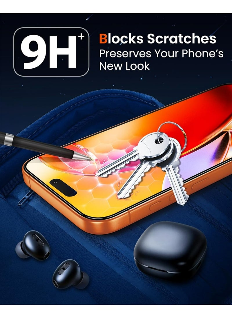 إكس ليفيل حامي الشاشة لـ iPhone 17 Pro 3 حزمة [9H + زجاج مقلص] [حماية الانقطاع من الدرجة العسكرية] [تركيب سهل] تغطية حافة كاملة مقاومة للصدمات - Image 2