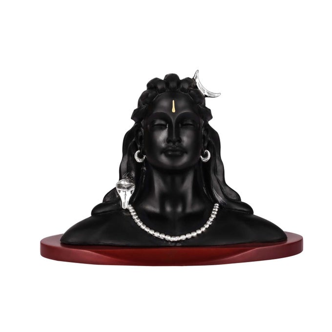 999 SILVER PLATED ADIYOGI SHIV JI IDOL FOR HOME DECOR SHOWPIECE PUJA ROOMRELIGIOUS STATUE FOR PEACE AND PROSPERITYLUXURY SCULPTURES FOR TABLE DECOR GIFT FESTIVAL 9 X 115 CM