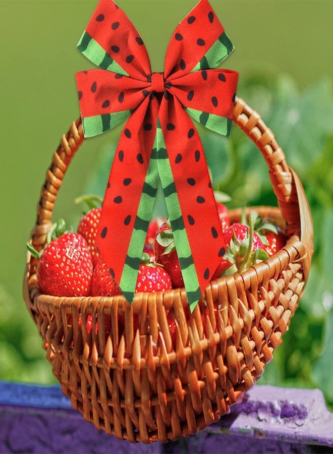 Hying 2 Rolls Watermelon Wired Ribbon Summer Ribbon for Crafts Gift Wrapping Wreath Bows Fruit Green Plaid Ribbons for Summer Home Party Birthday Decoration, 2.5" X 10 Yards - Image 3