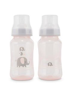 Cudlie Premium 2-Pack Baby Bottles - 11 Ounce, Hourglass Shape, Fun Boys and Girls Prints, Clear Cover - BPA-Free  - Image 1