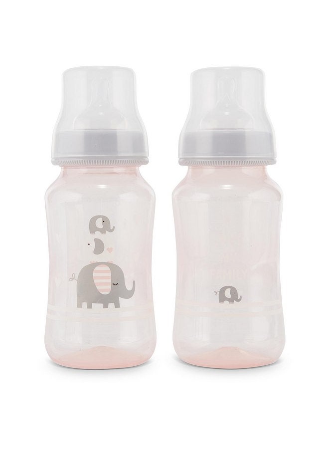 Cudlie Premium 2-Pack Baby Bottles - 11 Ounce, Hourglass Shape, Fun Boys and Girls Prints, Clear Cover - BPA-Free - Image 1