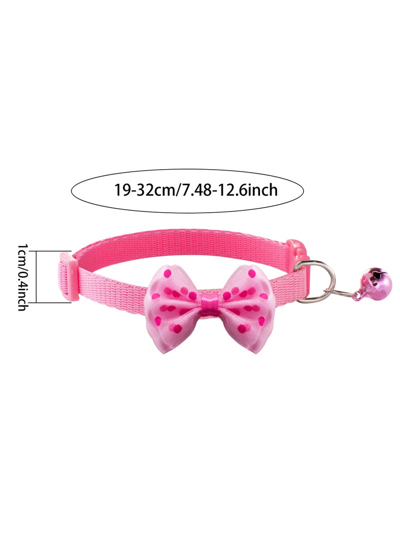 Generic Dog Cat Dot Print Bowknot Pet Collar With Bell Adjustable Necklace Pink - Image 4