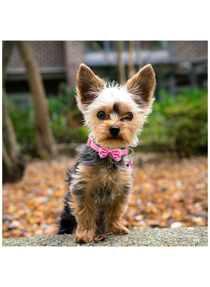 Generic Dog Cat Dot Print Bowknot Pet Collar With Bell Adjustable Necklace Pink - Image 5