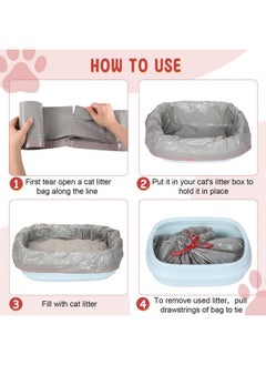 Tinlade Tinlade 50 Count Jumbo Cat Litter Box Liners Large Drawstring Cat Litter Liners Unscented Tear Resistant Cat Litter Bags for Trash Waste to Keep Your Home Clean (Gray, Red,36 x 18 Inch)  - Image 4