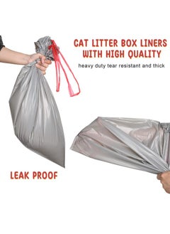 Tinlade Tinlade 50 Count Jumbo Cat Litter Box Liners Large Drawstring Cat Litter Liners Unscented Tear Resistant Cat Litter Bags for Trash Waste to Keep Your Home Clean (Gray, Red,36 x 18 Inch)  - Image 3