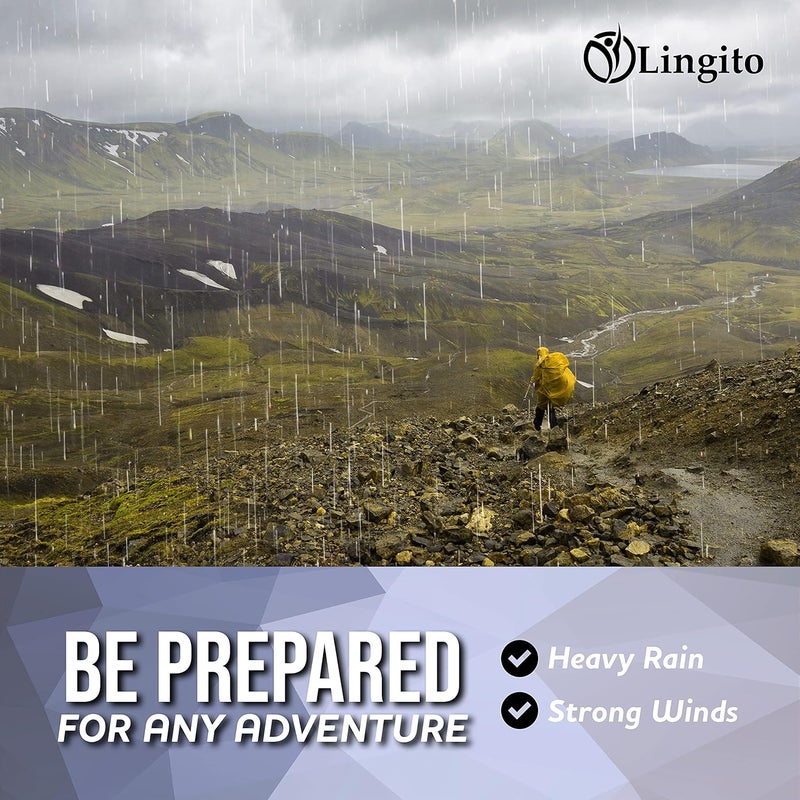 Lingito Heavy Duty Rain Poncho for Backpacking, Waterproof Lightweight for Adults, Military, Emergency, Camping, Men, Women - Image 5
