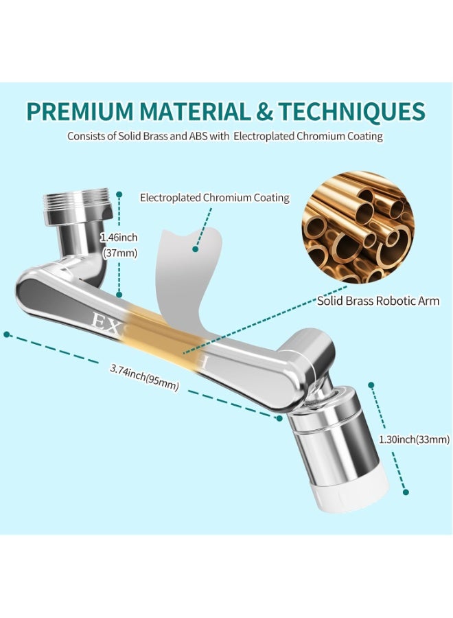 EXSSRACH Faucet Extender, 360° + 1080° Rotating, 2 Modes, Silver - Image 5