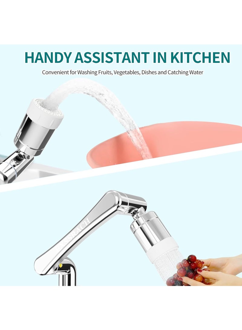 EXSSRACH Faucet Extender, 360° + 1080° Rotating, 2 Modes, Silver - Image 2