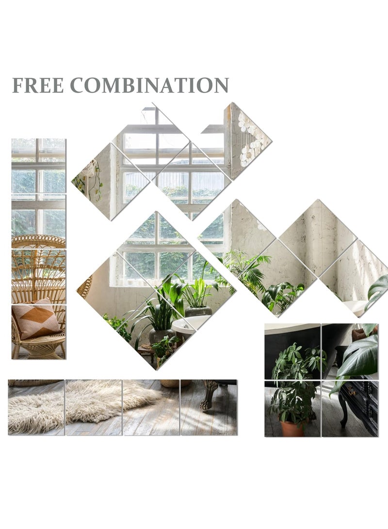 Wall Mounted Mirror Full Length Mirror Full Body Mirror for Bedroom, Self-Adhesive High-Definition Mirrors Dressing Mirror Makeup Mirror for Living Room Bedroom Dormitory（8PCS 22*22CM） - Image 3