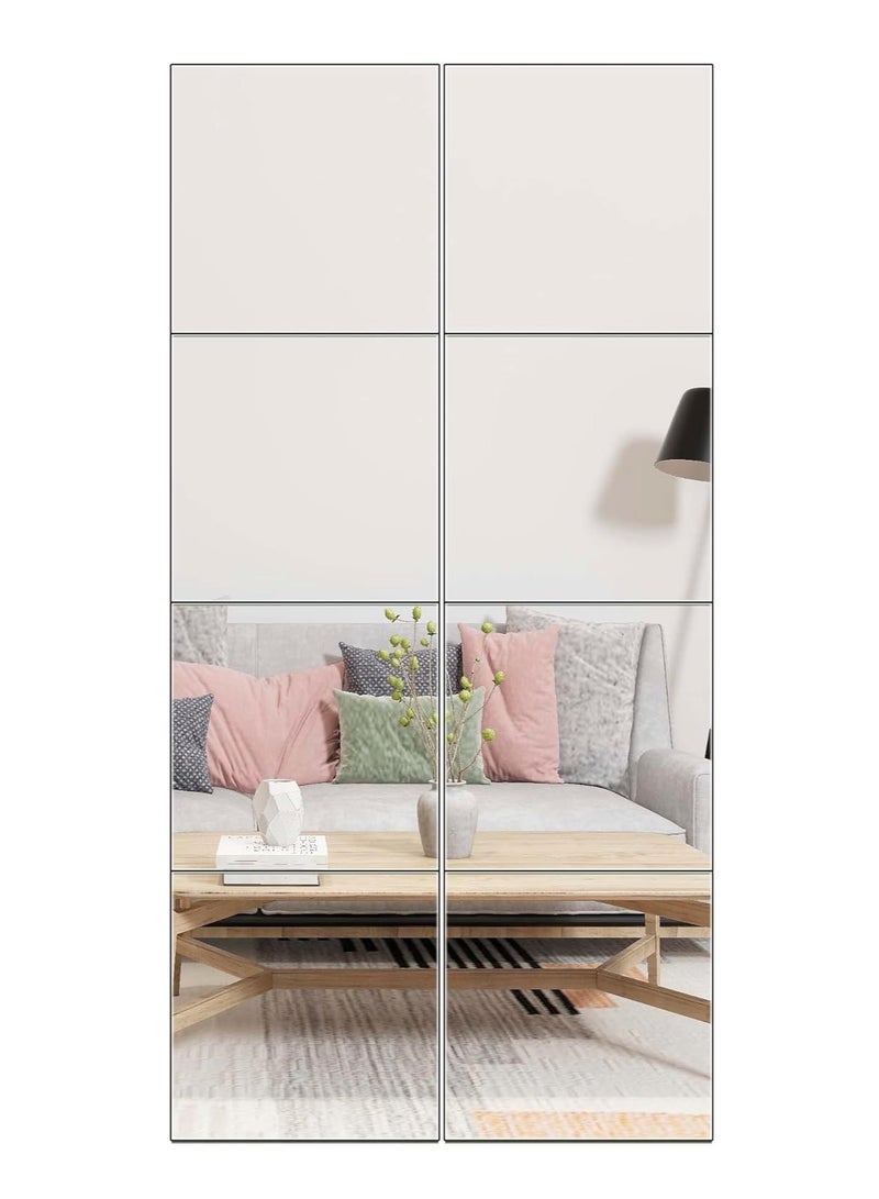 Wall Mounted Mirror Full Length Mirror Full Body Mirror for Bedroom, Self-Adhesive High-Definition Mirrors Dressing Mirror Makeup Mirror for Living Room Bedroom Dormitory（8PCS 22*22CM） - Image 1