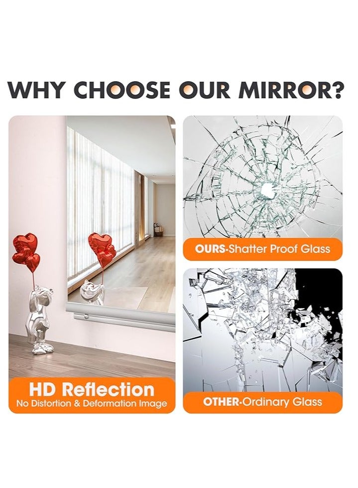 Wall Mounted Mirror Full Length Mirror Full Body Mirror for Bedroom, Self-Adhesive High-Definition Mirrors Dressing Mirror Makeup Mirror for Living Room Bedroom Dormitory（8PCS 22*22CM） - Image 2