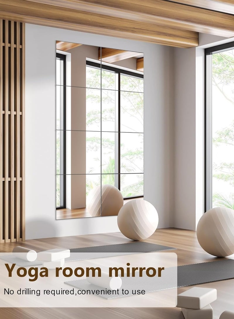 Wall Mounted Mirror Full Length Mirror Full Body Mirror for Bedroom, Self-Adhesive High-Definition Mirrors Dressing Mirror Makeup Mirror for Living Room Bedroom Dormitory（8PCS 22*22CM） - Image 5