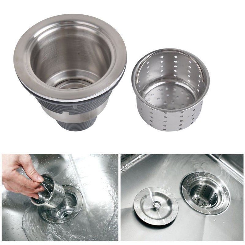 KONE 3-1/2 Inch Sink Drain Assembly Kit  Removable Deep Sink Strainer Basket With Sink Stopper/Sealing Lid For Home  Kitchen  Stainless Steel - Image 3