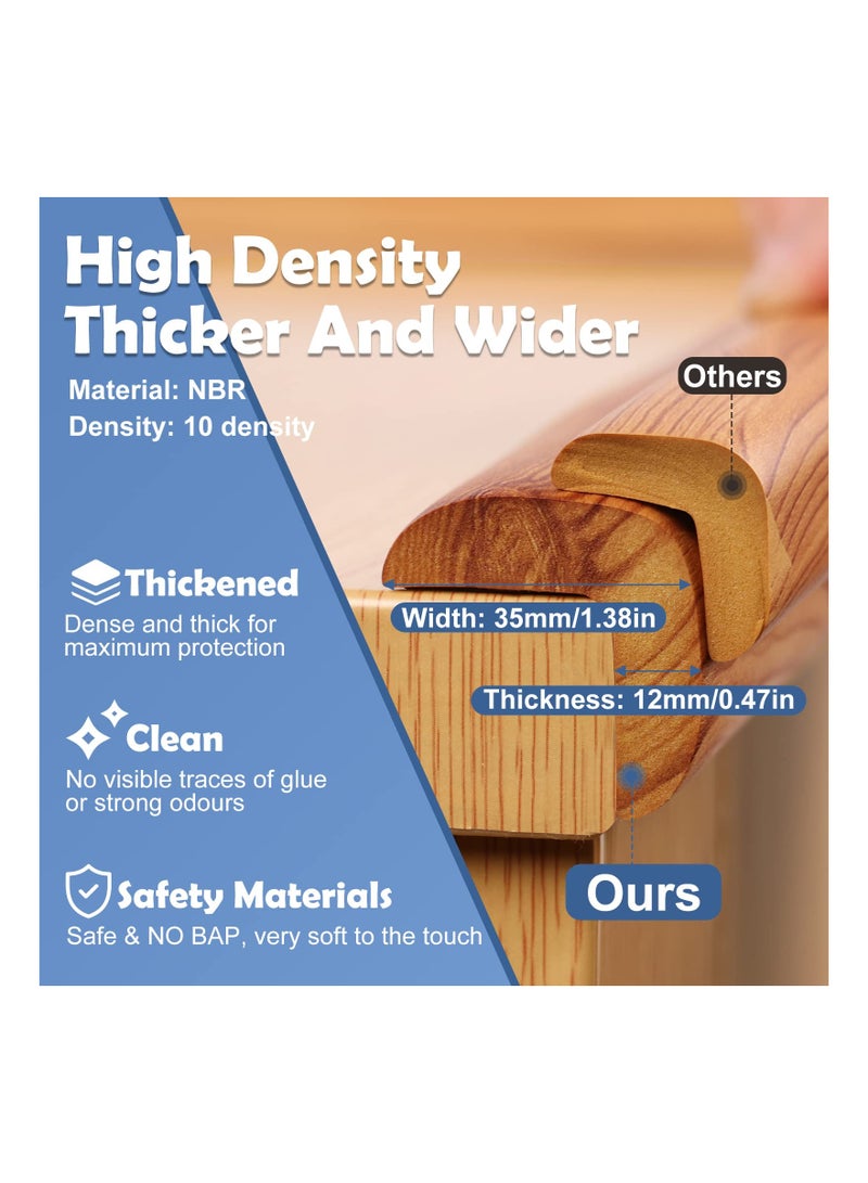 6.6ft Table Edge Protectors, Baby Safety Soft NBR Rubber Foam, Corner Guards for Furniture, Sharp Corner Protection for Cabinets, Tables, Drawers, Includes 1 Roll of Double-Sided Tape (Brown) - Image 5