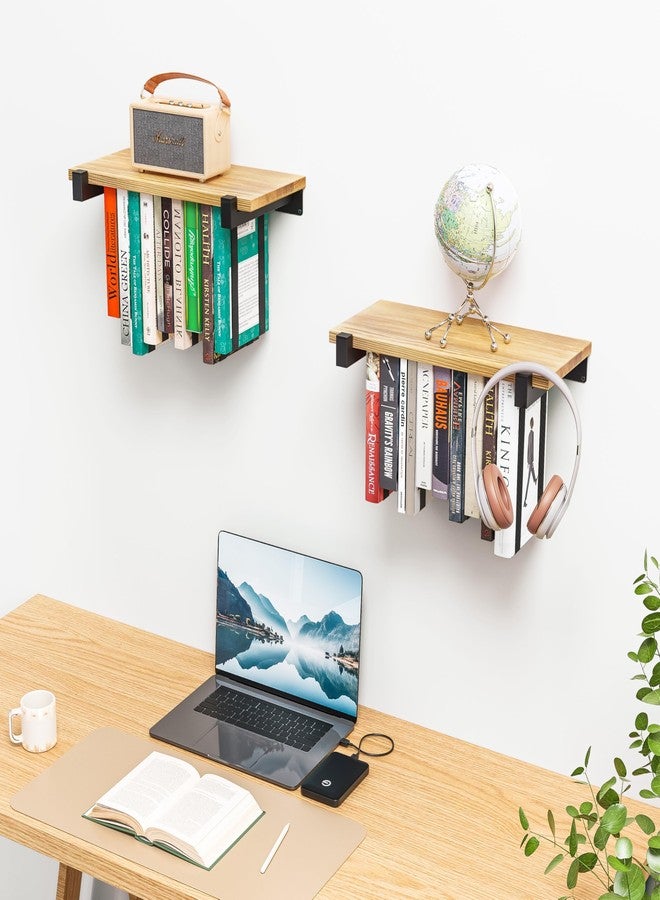 NANATI 2 Set of Floating Bookshelf, Pine Wood Invisible Bookshelf, Hanging Bookshelves for Wall, Unique Space Saving Wall Bookcase (16.5L×8.7W×1.5H) - Image 5