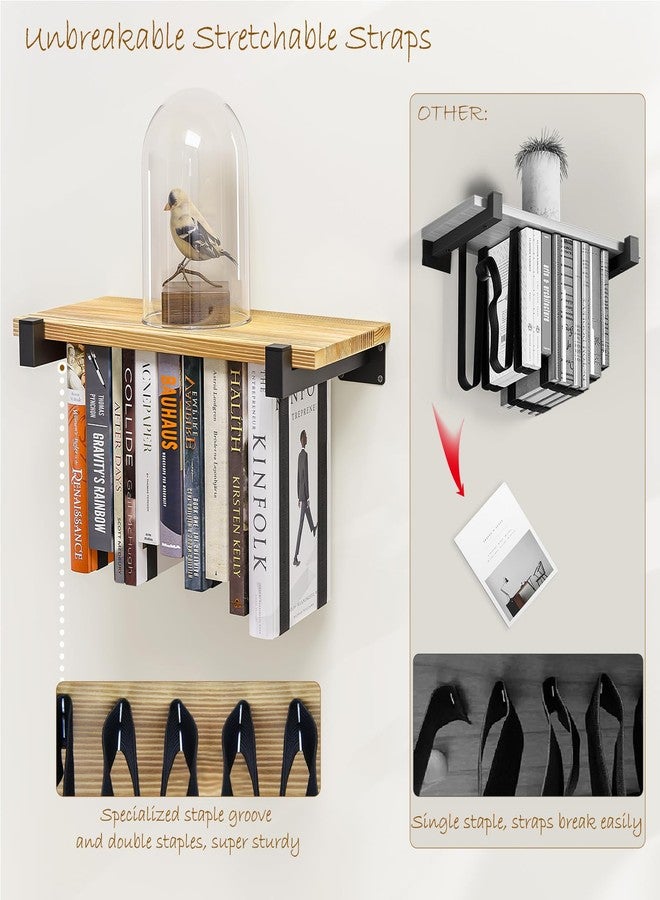 NANATI 2 Set of Floating Bookshelf, Pine Wood Invisible Bookshelf, Hanging Bookshelves for Wall, Unique Space Saving Wall Bookcase (16.5L×8.7W×1.5H) - Image 4
