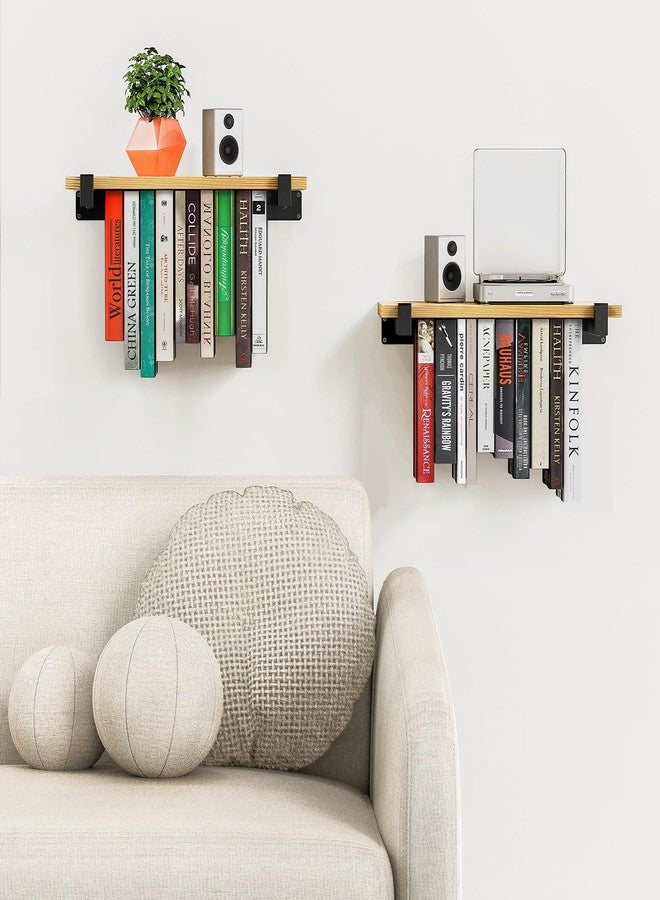 NANATI 2 Set of Floating Bookshelf, Pine Wood Invisible Bookshelf, Hanging Bookshelves for Wall, Unique Space Saving Wall Bookcase (16.5L×8.7W×1.5H) - Image 3
