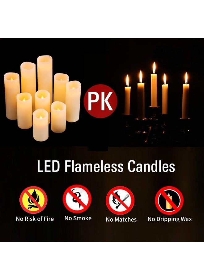 Generic - Flameless Candles Led Candles Pack Of 9 H 4 5 6 7 8 9 X D 2.2 Ivory Real Wax Battery Candles Remote Timer - Image 1