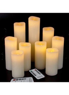 Flameless Candles Led Candles Pack Of 9 H 4 5 6 7 8 9 X D 2.2 Ivory Real Wax Battery Candles Remote Timer