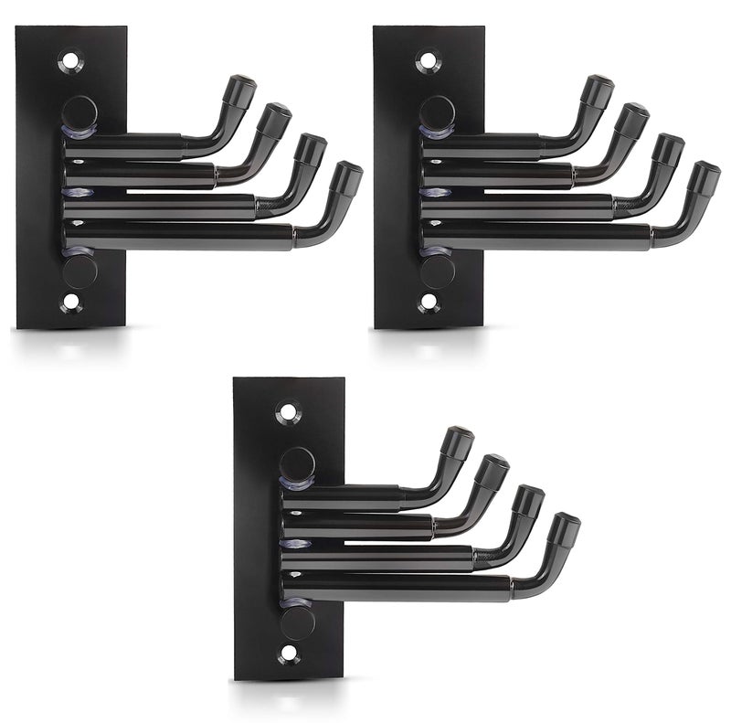 DOCOSS -Pack of 3-Flexible 4 Pin Bathroom Hooks Cloth Hanger Wall Hook Door Robe Hooks for Hanging Keys,Clothes,Towel Steel Hook (Black) - Image 1