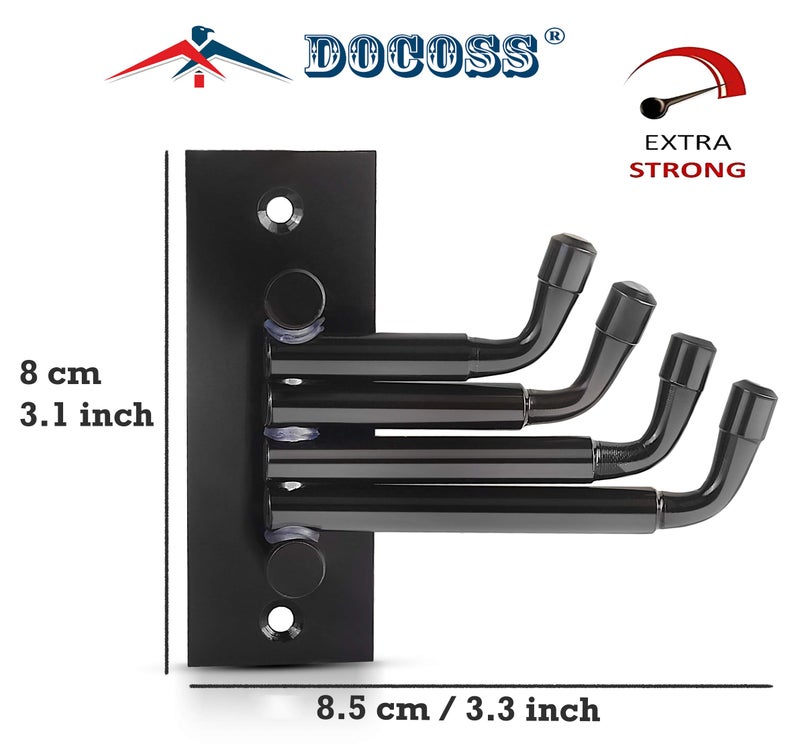 DOCOSS -Pack of 3-Flexible 4 Pin Bathroom Hooks Cloth Hanger Wall Hook Door Robe Hooks for Hanging Keys,Clothes,Towel Steel Hook (Black) - Image 5