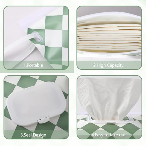FEBSNOW 4 Pack Baby Wipes Dispenser Holder, Portable Refillable Baby Wet Wipes Pouch Container Reusable Travel Case - Image 3