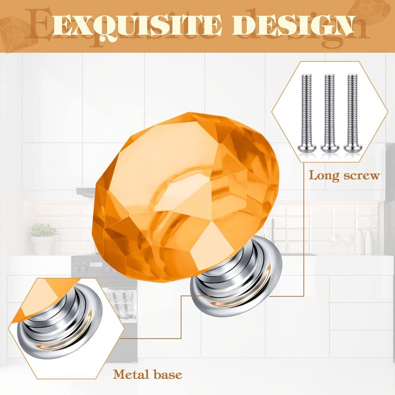 Qunclay 20 Pieces Crystal Cabinet Knobs 30 mm Drawer Pulls Colorful Dresser Knobs Crystal Diamond Shape Dresser Handles for Furniture Office Kitchen BathroomMixed Colors - Image 3