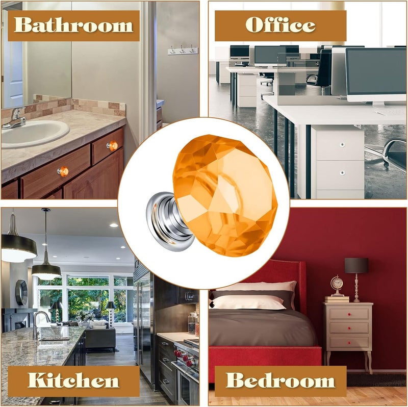 Qunclay 20 Pieces Crystal Cabinet Knobs 30 mm Drawer Pulls Colorful Dresser Knobs Crystal Diamond Shape Dresser Handles for Furniture Office Kitchen BathroomMixed Colors - Image 4