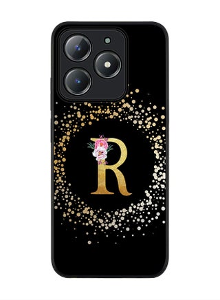 Custom Monogram Floral - R ( Black )