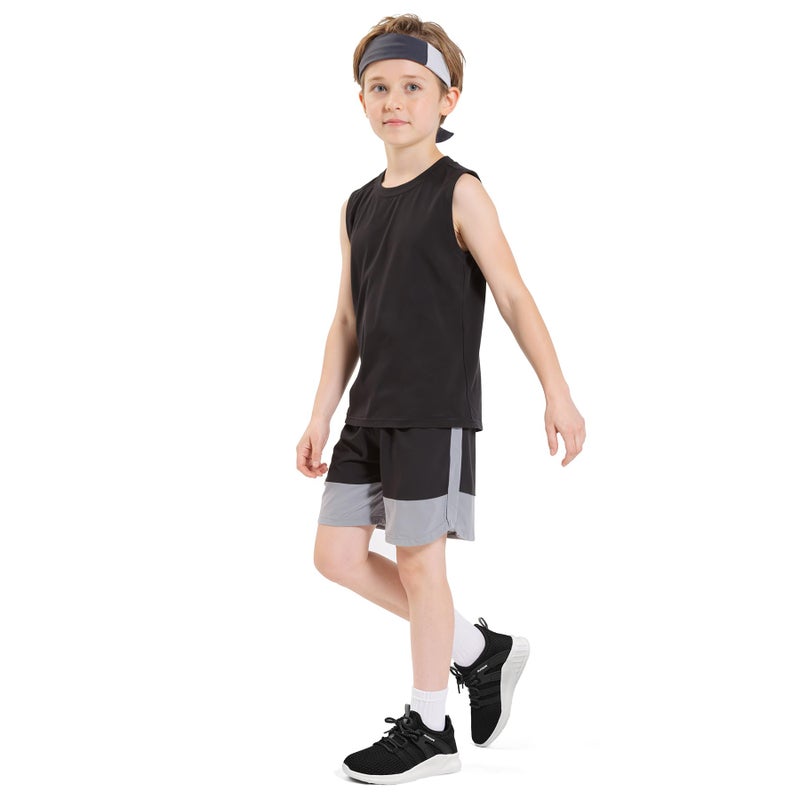 RUNSIDE Boys Girls Tennis Shoes Kids Lightweight Breathable Sneakers Lace-up Running Athletic Shoes for Toddler/Little Kid/Big Kid Black White - Image 2
