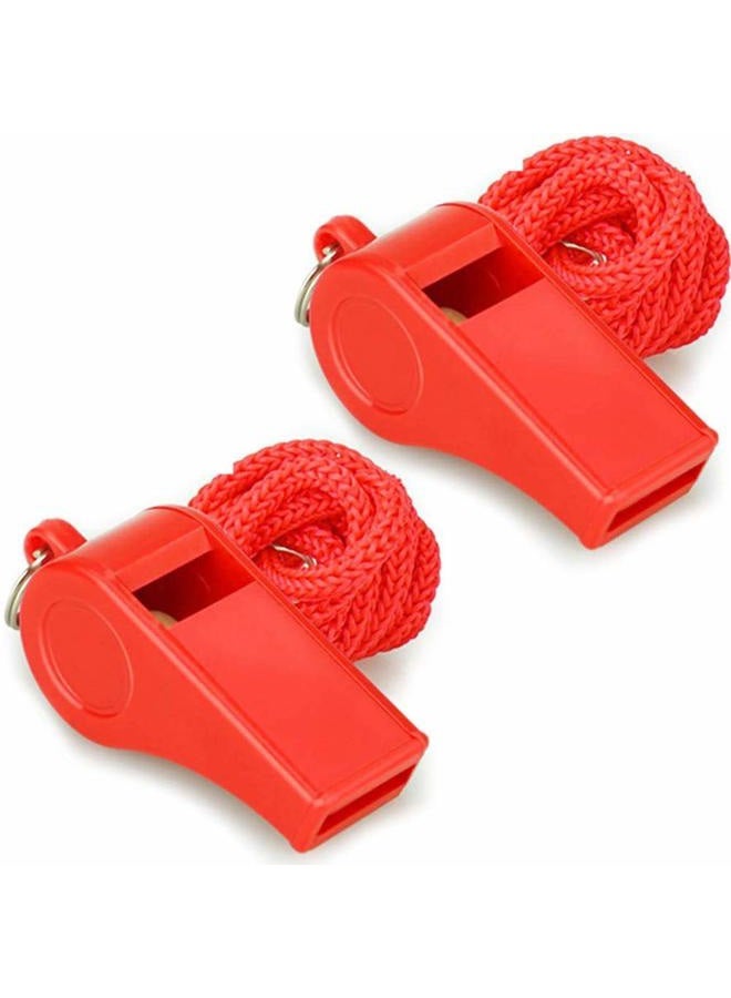 FYA Whistle, Red Emergency Whistle with Lanyard, 2PCS Super Loud Plastic Whistles Perfect for Self-Defense, Lifeguard and Emergencies - Image 1
