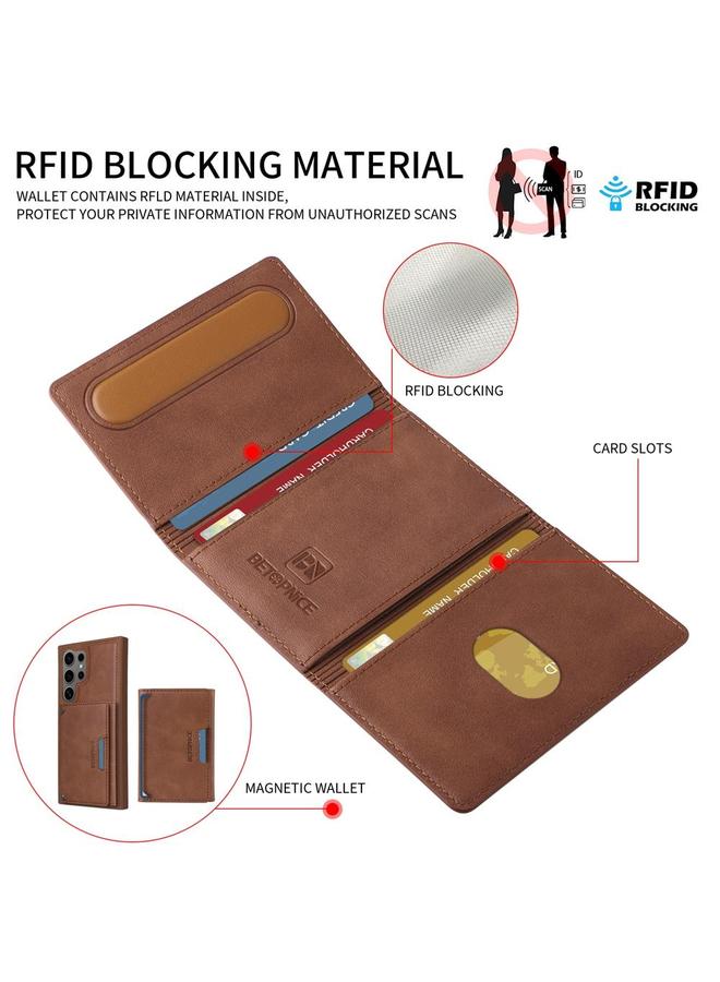 erorex Case For Samsung Galaxy S24 Ultra 5G Horizontal Flip Detachable MagSafe Wallet Phone Case - Image 2