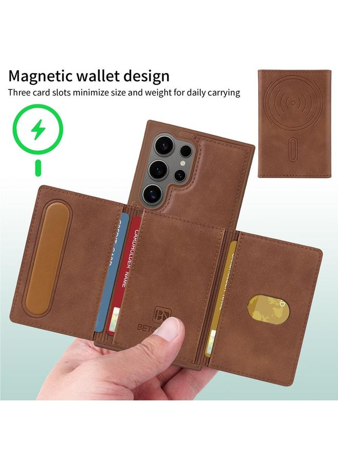 erorex Case For Samsung Galaxy S24 Ultra 5G Horizontal Flip Detachable MagSafe Wallet Phone Case - Image 4