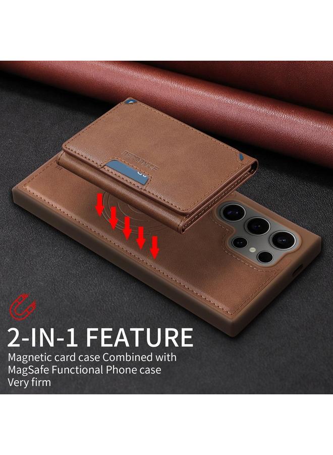 erorex Case For Samsung Galaxy S24 Ultra 5G Horizontal Flip Detachable MagSafe Wallet Phone Case - Image 3