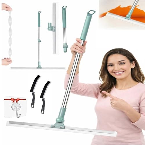 FI FIDROXIMPERIA Fidrox Heavy Duty Magic Broom Silicon Floor Wiper Combo with || Free Wall Hooks & Gap Cleaning Brush || 180 Degree Cleaning Squeegee for Bathroom and Kitchen, Stainless Extendable Handle - Image 1