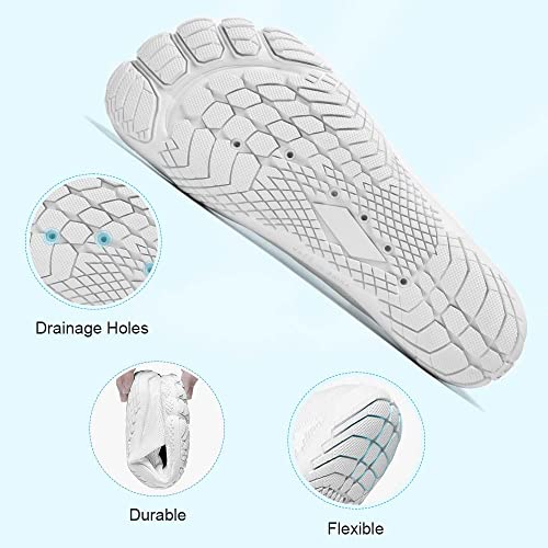 HIITAVE Men Water Shoes Quick-Dry Barefoots Pool Shoes wtih Beach Swim Surf Sports Hiking Diving White/Black 7 M US Men - Image 5