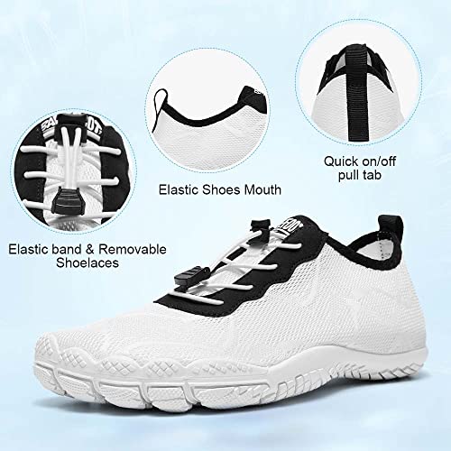 HIITAVE Men Water Shoes Quick-Dry Barefoots Pool Shoes wtih Beach Swim Surf Sports Hiking Diving White/Black 7 M US Men - Image 4