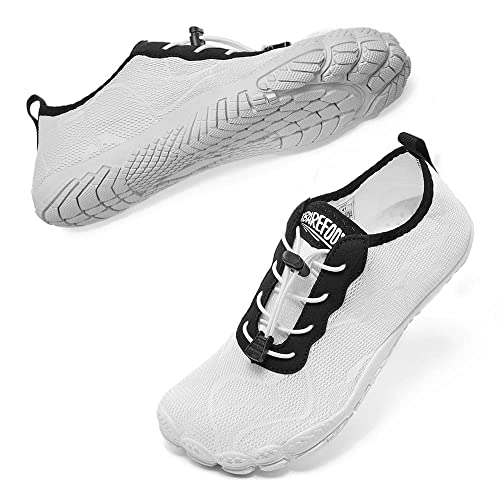 HIITAVE Men Water Shoes Quick-Dry Barefoots Pool Shoes wtih Beach Swim Surf Sports Hiking Diving White/Black 7 M US Men - Image 1