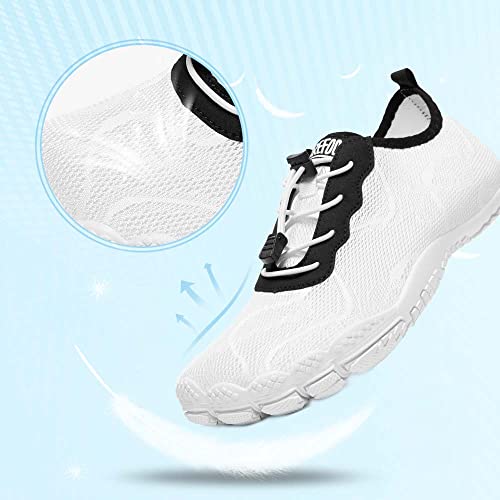 HIITAVE Men Water Shoes Quick-Dry Barefoots Pool Shoes wtih Beach Swim Surf Sports Hiking Diving White/Black 7 M US Men - Image 3