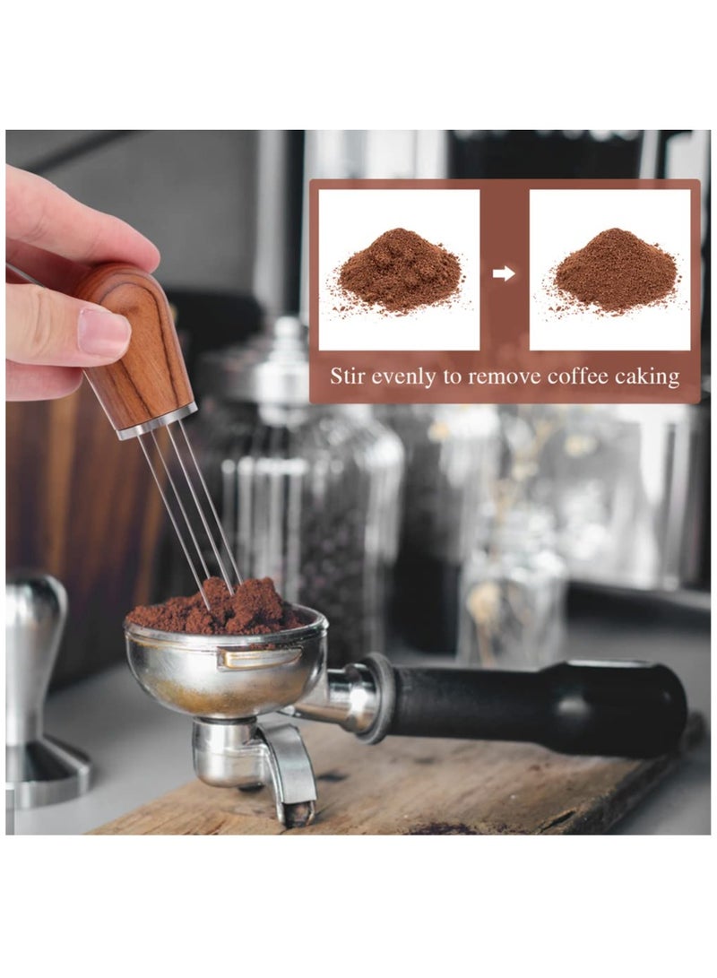 SOLARAE Professional Espresso Stirring Tool with Natural Wood Handle, Espresso Distribution Tamper, Stand, and Cleaning Brush (Red Rosewood) for Perfect Coffee Preparation. - Image 5