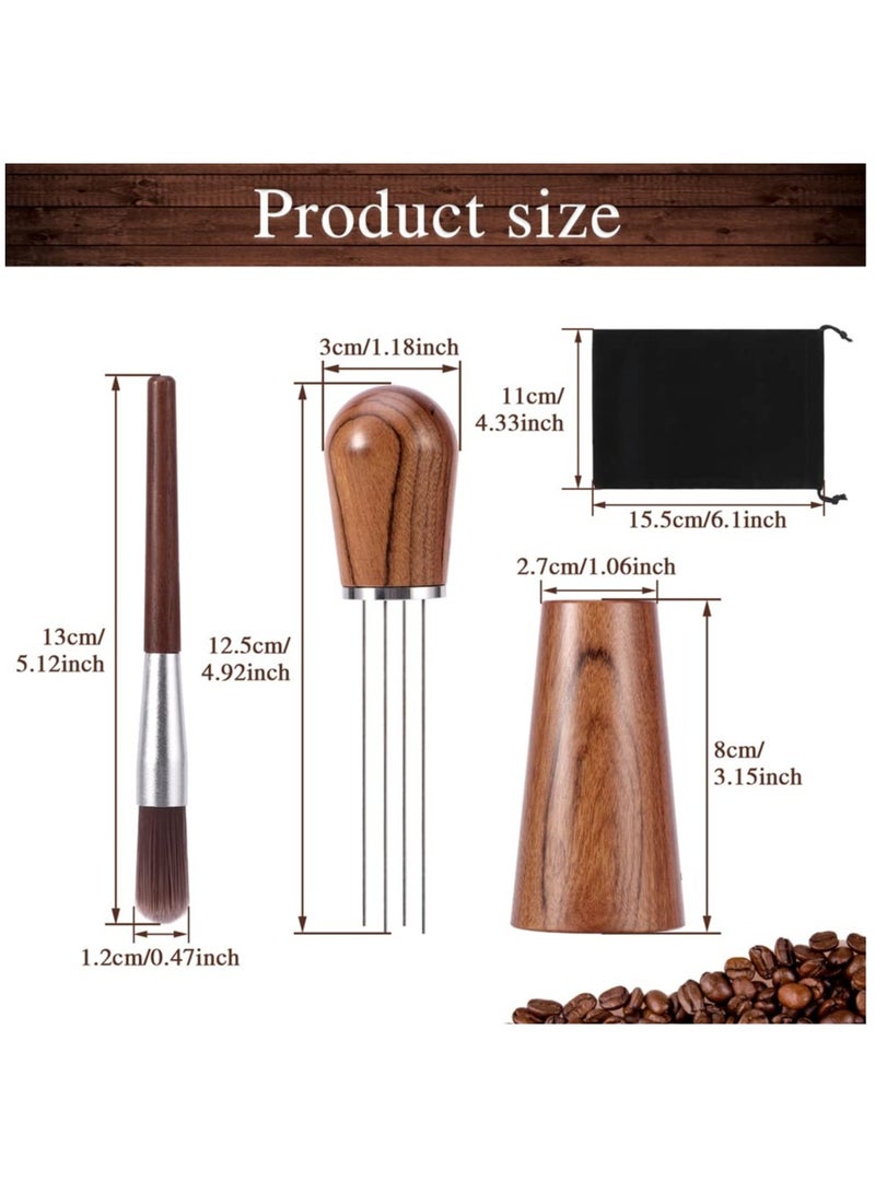 SOLARAE Professional Espresso Stirring Tool with Natural Wood Handle, Espresso Distribution Tamper, Stand, and Cleaning Brush (Red Rosewood) for Perfect Coffee Preparation. - Image 4