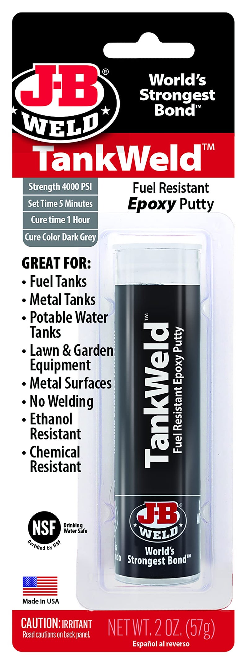 JB Weld 8217 TankWeld إصلاح خزان الغاز 1 أونصة رمادي داكن