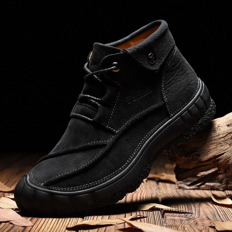 Men'S Leather Boots Top Layer Cowhide Boots Men'S Shoes Outdoor Casual Shoes Autumn High-Top Plus Size Leather Boots - Image 3
