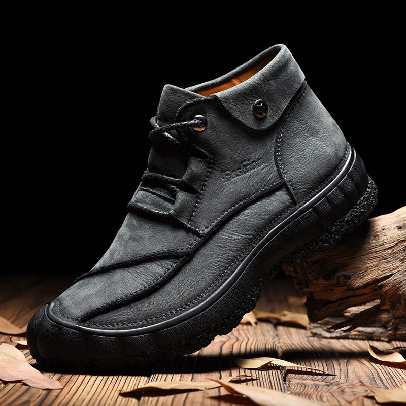 Men'S Leather Boots Top Layer Cowhide Boots Men'S Shoes Outdoor Casual Shoes Autumn High-Top Plus Size Leather Boots - Image 5