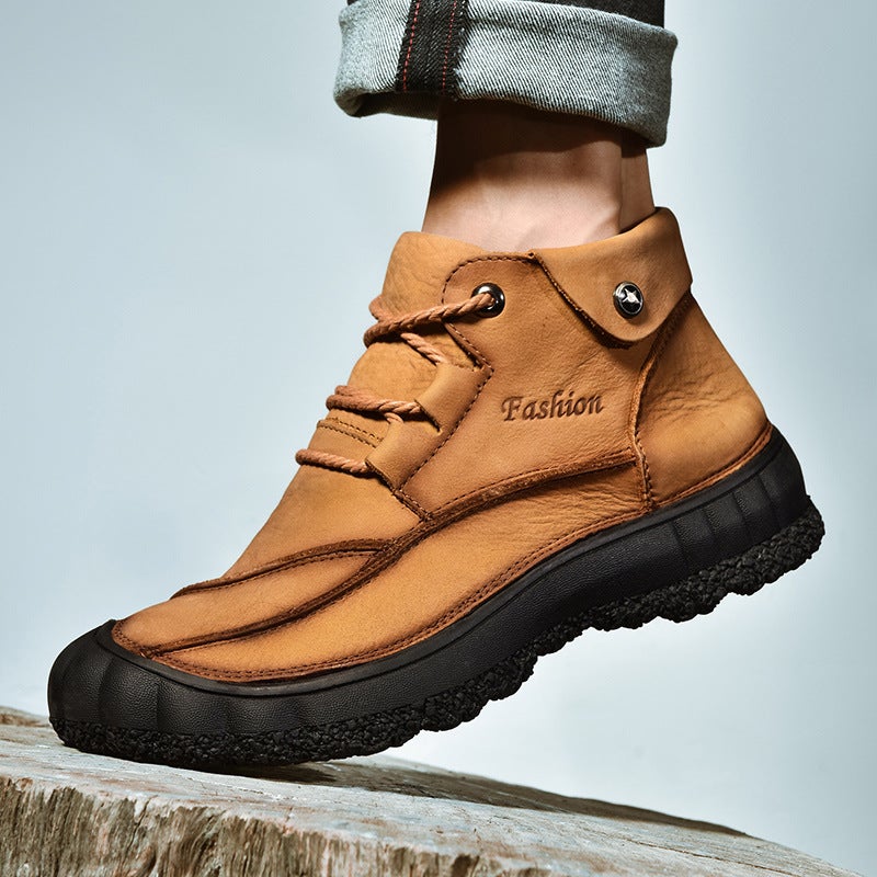Men'S Leather Boots Top Layer Cowhide Boots Men'S Shoes Outdoor Casual Shoes Autumn High-Top Plus Size Leather Boots - Image 2