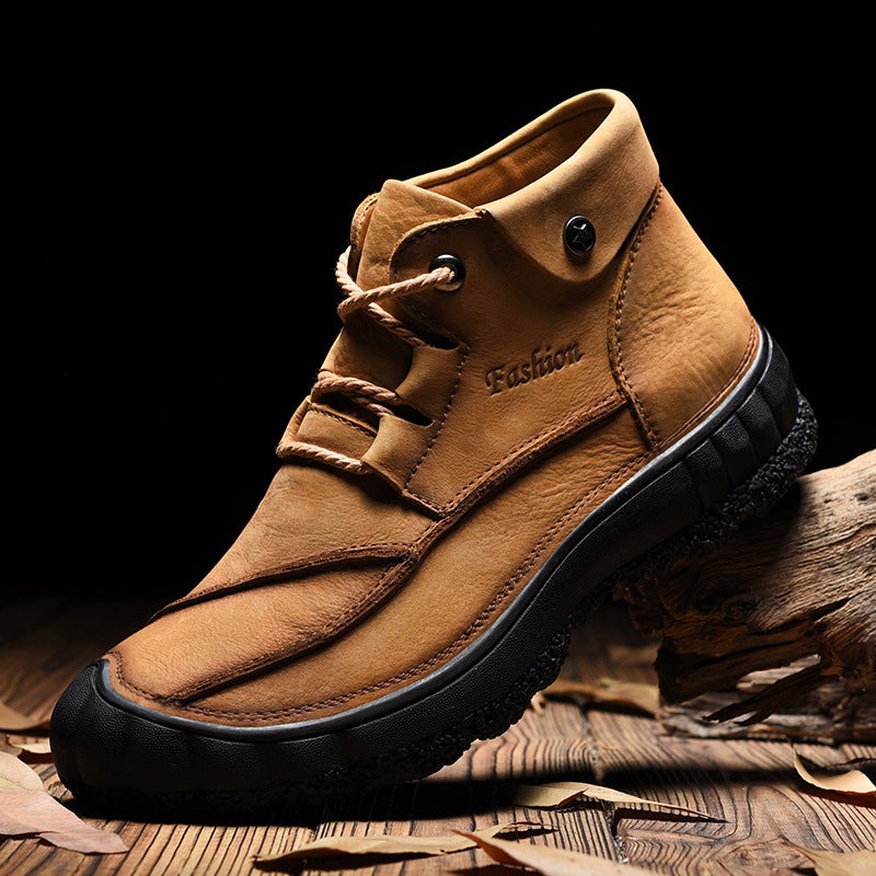 Men'S Leather Boots Top Layer Cowhide Boots Men'S Shoes Outdoor Casual Shoes Autumn High-Top Plus Size Leather Boots - Image 4