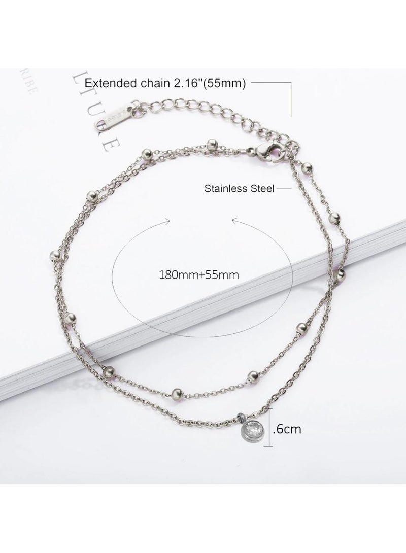 Alissa Women’s Silver Stainless Steel Anklet with Beads – Adjustable, Tarnish-Free Durable Foot Jewelry for Daily & Party Wear - Image 3