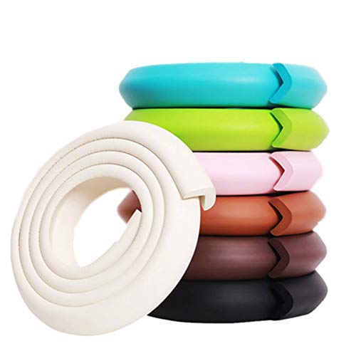 M2cbridge L Shape Extra Thick Furniture Table Edge Protectors Foam Baby Safety Bumper Guard 6.5 Ft (Off White) - Image 1